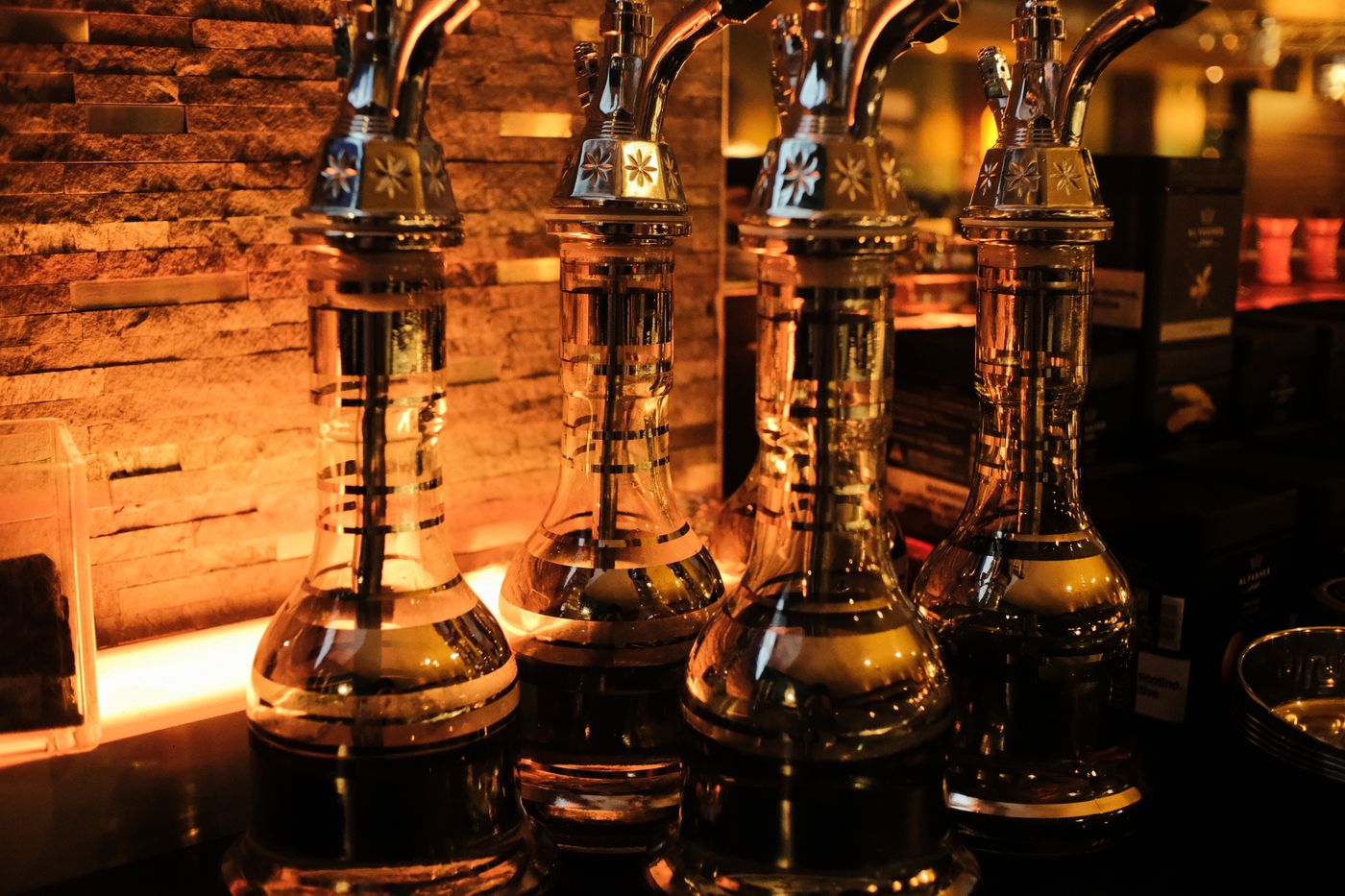 Premium gold hookah lineup at HOKAH Pittsburgh